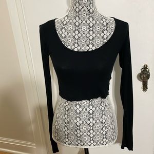 Top shop black ribbed crop top with long sleeves size 4